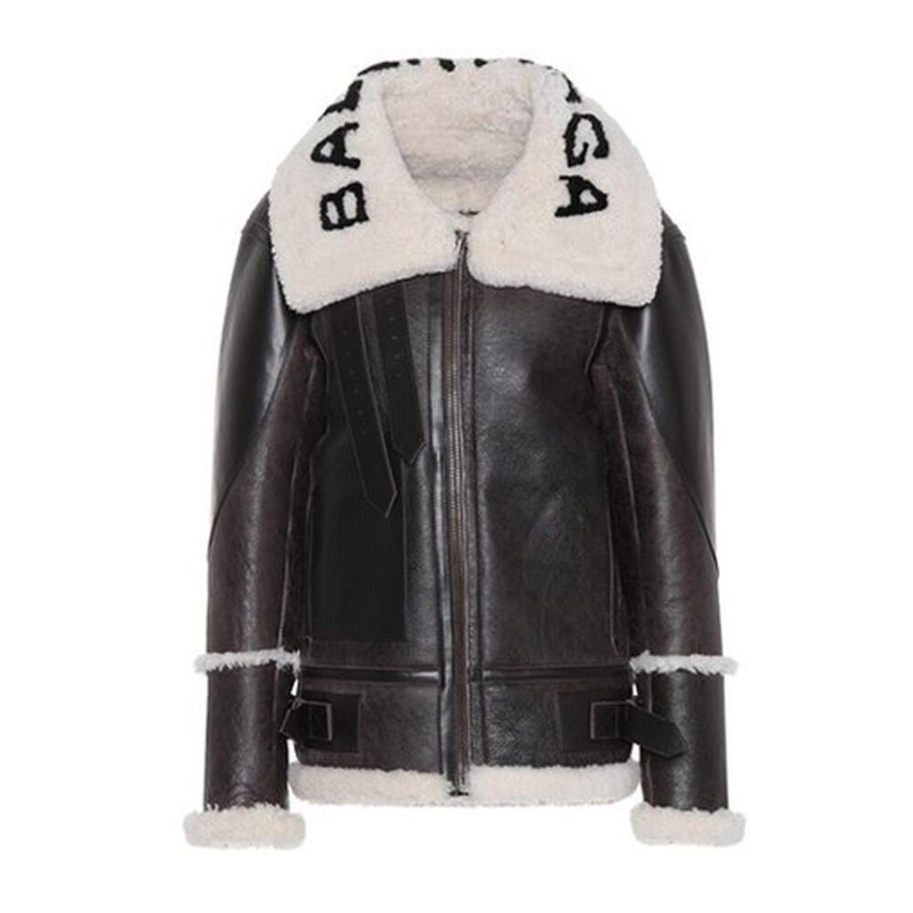 Balenciaga Black and White Leather Jacket